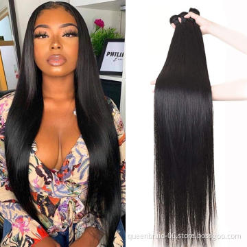 Brazilian Straight Hair Bundles With Closure Virgin Hair 100% Unprocessed Extensions Human Hair Bundles With Natural Color